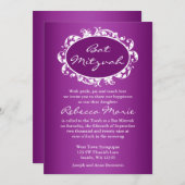 Paars Vlaams Zwirl Lijst Bat Mitzvah Kaart (Voorkant / Achterkant)