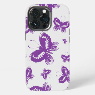 Paars Vlinder Patroon  iPhone 13 Pro Hoesje