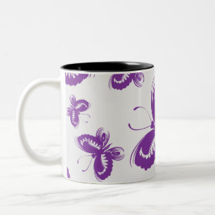 Paars Vlinder Patroon Tweekleurige Koffiemok
