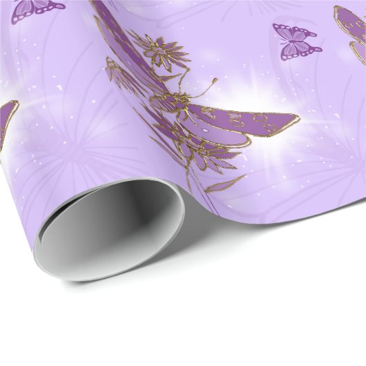 Paars vlinderdeklappapier cadeaupapier (Rol Hoek)