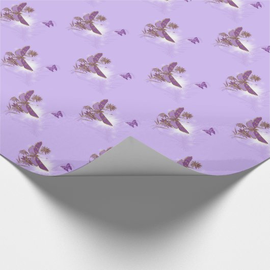 Paars vlinderdeklappapier cadeaupapier (Hoek)