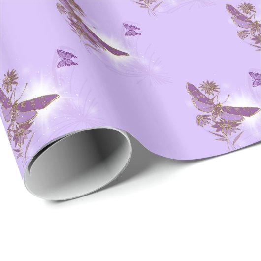 Paars vlinderdeklappapier cadeaupapier (Rol Hoek)