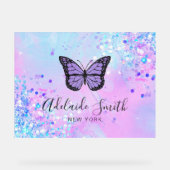 paars vlinderontwerp acryl bord (Voorkant)