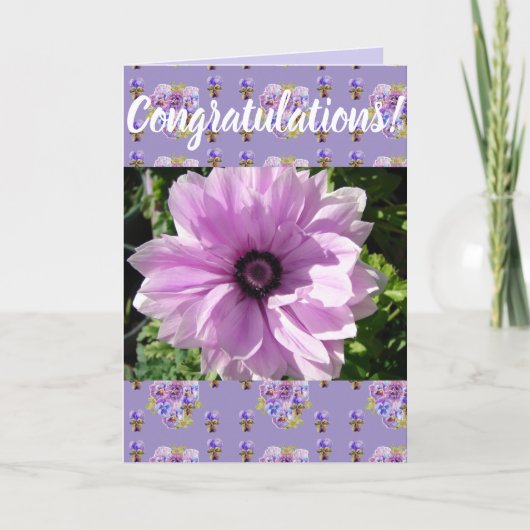 Paars Vloer Floral Congatulation art Card Kaart (Voorkant)