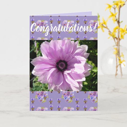 Paars Vloer Floral Congatulation art Card Kaart (Gele Bloem)