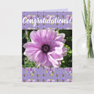 Paars Vloer Floral Congatulation art Card Kaart