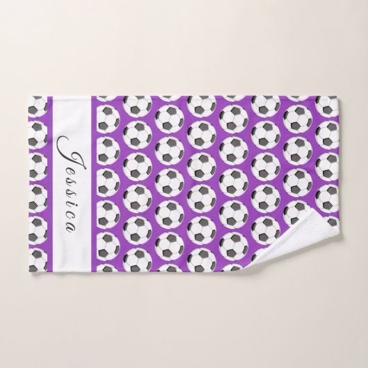 Paars Voetbal Pattern Girls Name Vrouw Sport Handdoek (Handdoek)