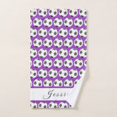 Paars Voetbal Pattern Girls Name Vrouw Sport Handdoek (Handdoek)