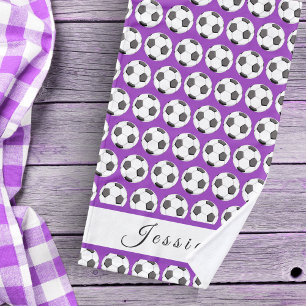 Paars Voetbal Pattern Girls Name Vrouw Sport Handdoek