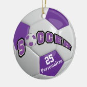 Paars Voetbal | Personaliseren Keramisch Ornament (Links)