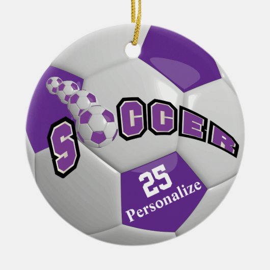 Paars Voetbal | Personaliseren Keramisch Ornament (Voorkant)