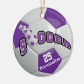 Paars Voetbal | Personaliseren Keramisch Ornament (Links)
