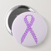 Paars voetenbewust lint ronde button 4,0 cm (Voorkant /achterkant)