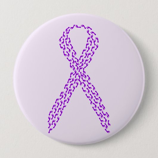 Paars voetenbewust lint ronde button 4,0 cm (Voorkant)