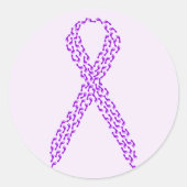 Paars voetenbewust lint ronde sticker (Voorkant)