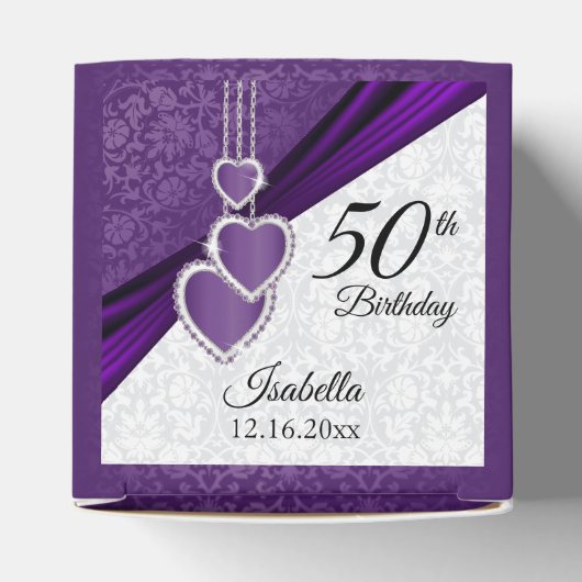 Paars vogeldagontwerp bedankdoosjes (Bovenkant)