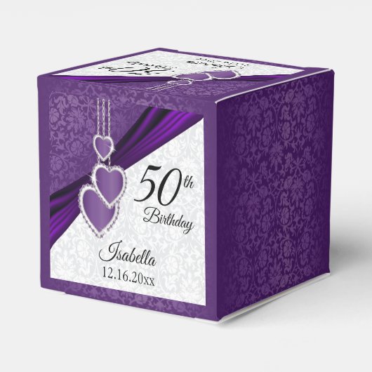 Paars vogeldagontwerp bedankdoosjes (Achterkant)