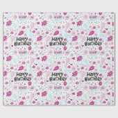 Paars vogelverzamelpapier cadeaupapier (Vlak)