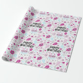 Paars vogelverzamelpapier cadeaupapier (Uitgerold)