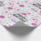 Paars vogelverzamelpapier cadeaupapier (Hoek)