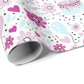 Paars vogelverzamelpapier cadeaupapier (Rol Hoek)