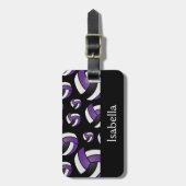 Paars Volleybalsportpatroon Bagagelabel (Voorkant verticaal)