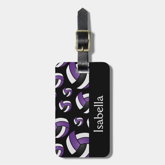 Paars Volleybalsportpatroon Bagagelabel (Voorkant verticaal)