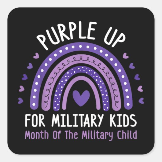 Paars voor de militaire Kinder maand van de milita Vierkante Sticker (Voorkant)
