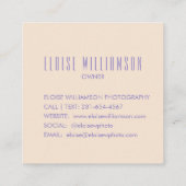 Paars voor hedendaagse Trendy Chic Bold Typografie Vierkante Visitekaartje (Achterkant)