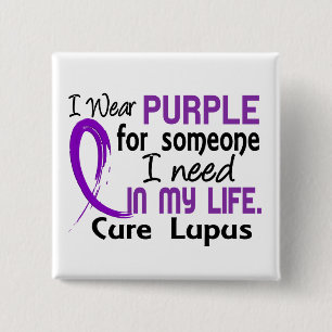 Paars voor iemand die ik Lupus nodig heb Vierkante Button 5,1 Cm