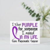 Paars voor iemand die ik pancreaskanker nodig heb briefkaart (Staand voorkant)