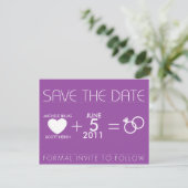 Paars voor Michele Save The Date (Staand voorkant)