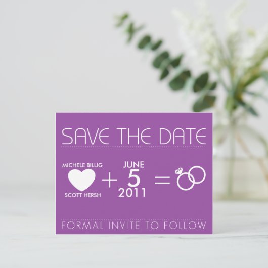 Paars voor Michele Save The Date (Staand voorkant)