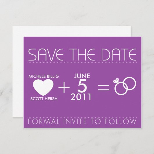 Paars voor Michele Save The Date (Voorkant / Achterkant)