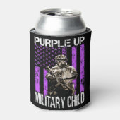 Paars voor militair Kinder kind T-shirt Blikjeskoeler (Blikje Voorkant)