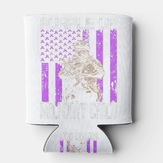 Paars voor militair Kinder kind T-shirt Blikjeskoeler (Achterkant)