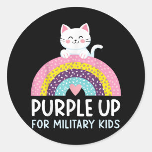 Paars voor militair Kinder maandelijks militair ki Ronde Sticker