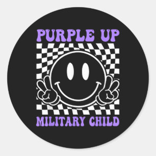 Paars voor militair Kinder militair kind Ronde Sticker