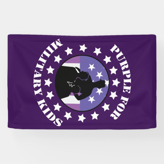 Paars voor militair Kinder patriotticum Spandoek (Horizontaal)