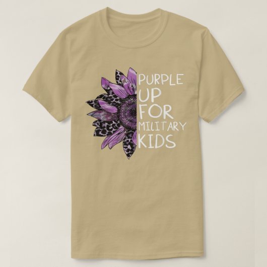Paars voor militair kinder zonnebloempje t-shirt (Design voorkant)
