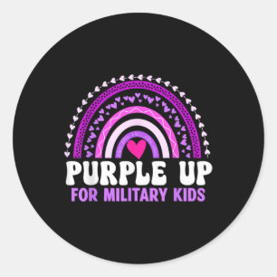 Paars voor militaire Kinder kinderen maand R Ronde Sticker