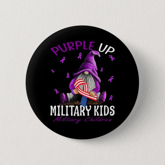 Paars voor militaire Kinder kindermaand Ronde Button 5,7 Cm (Voorkant)