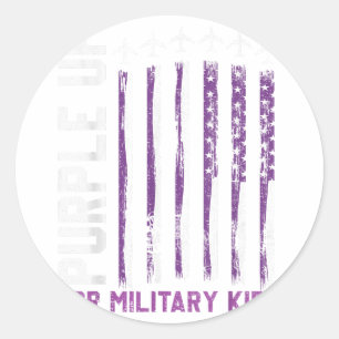 Paars voor militaire Kinder kindermaand U Ronde Sticker