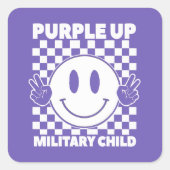 Paars voor militaire Kinder kindermaand Vierkante Sticker (Voorkant)
