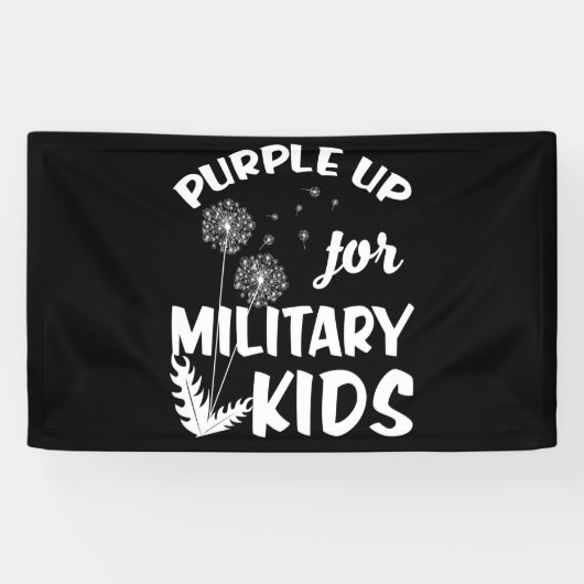 Paars voor militaire Kinderen Dandelion Maand Spandoek (Horizontaal)