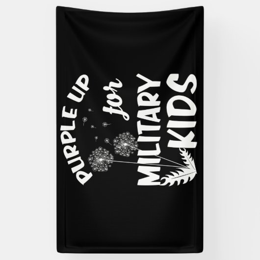 Paars voor militaire Kinderen Dandelion Maand Spandoek (Verticaal)