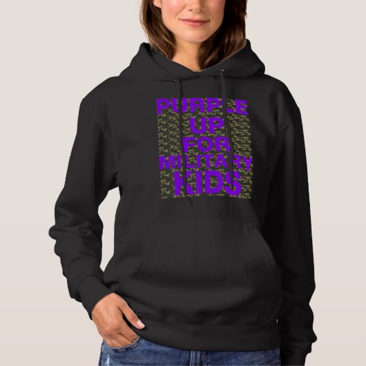 Paars voor militaire Kinderen Hoodie (Voorkant)