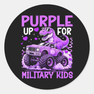 Paars voor militaire kinderen, maand van het milit ronde sticker