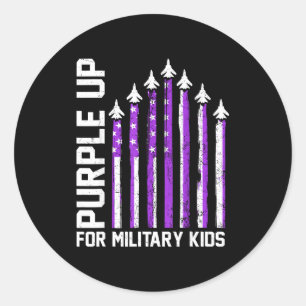 Paars voor militaire kinderen peuter vrouwen jonge ronde sticker