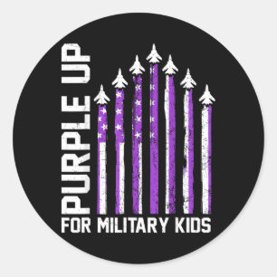 Paars voor militaire kinderen Peuter Vrouwen Jonge Ronde Sticker